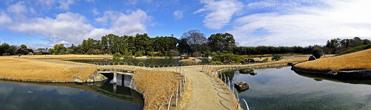 s-20160118 後楽園今日の土橋付近から眺めた園内ワイド風景 (1)