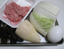 白菜と筍のそぼろ炒め　材料