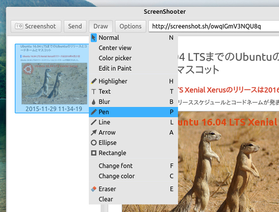 ScreenShooter Ubuntu 画面キャプチャ ドローツール